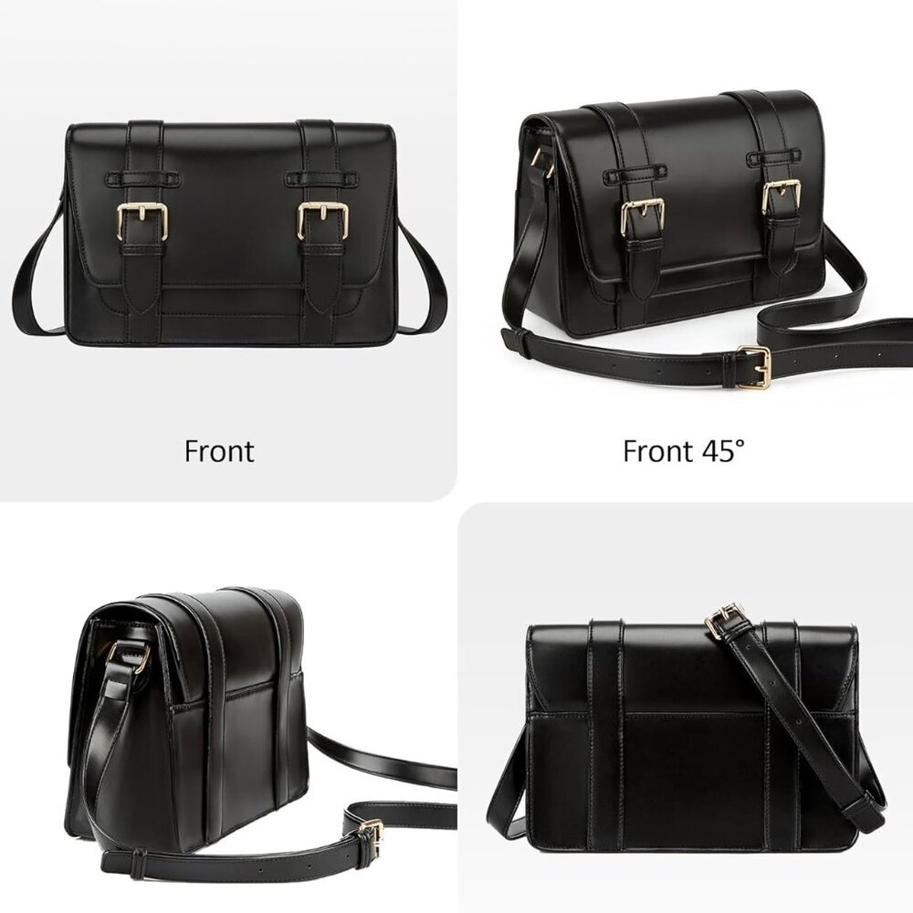 Women's PU Leather Crossbody Messenger Bag Vintage Satchel Purse Work College Sh - Picture 6 of 6